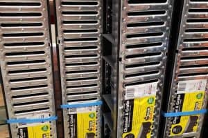 Metal channel grates close up